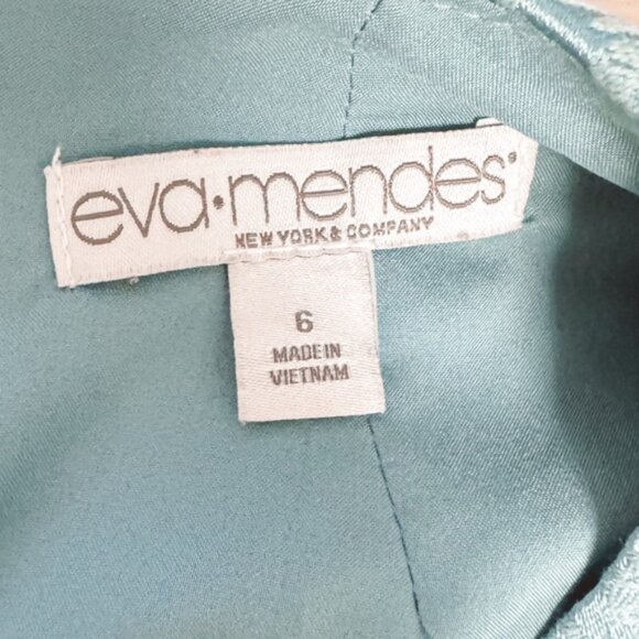 Eva Mendes New York & Company Brocade Winter Holiday Chic Teal Midi Dress 6 - Picture 11 of 13